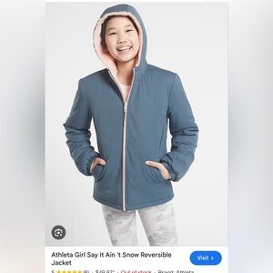 Athleta girl Say it Ain’t Snow reversible jacket size 8/10.